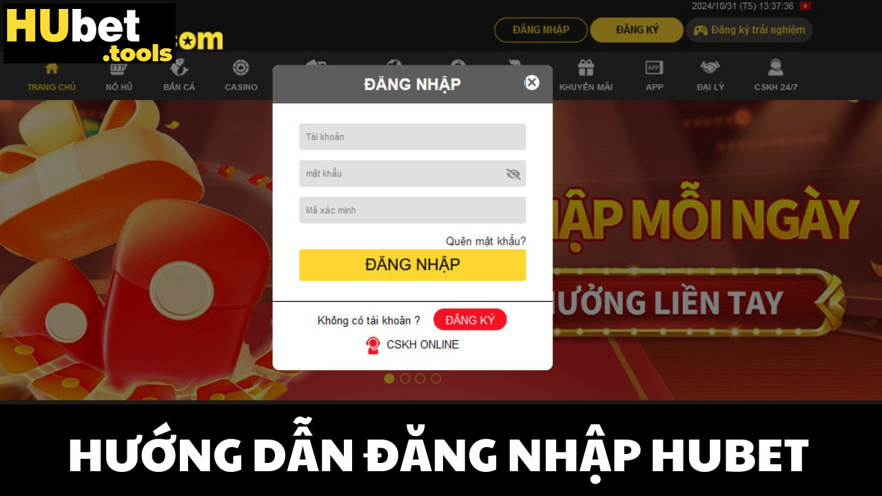 Hướng dẫn đăng nhập HUBET mới nhất, chi tiết A-Z